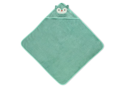 Hooded Baby Bath Towel - Teal Owl