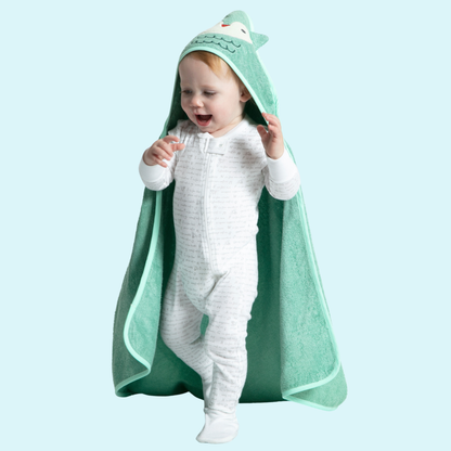Hooded Baby Bath Towel - Teal Owl
