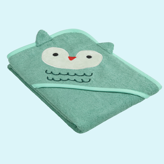 Hooded Baby Bath Towel - Teal Owl